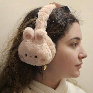 Plush Bunny Winter Ear Warmers, Pink
